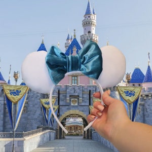 White and Blue Velvet Mouse Ears, Cinderella Velvet Mouse Ears