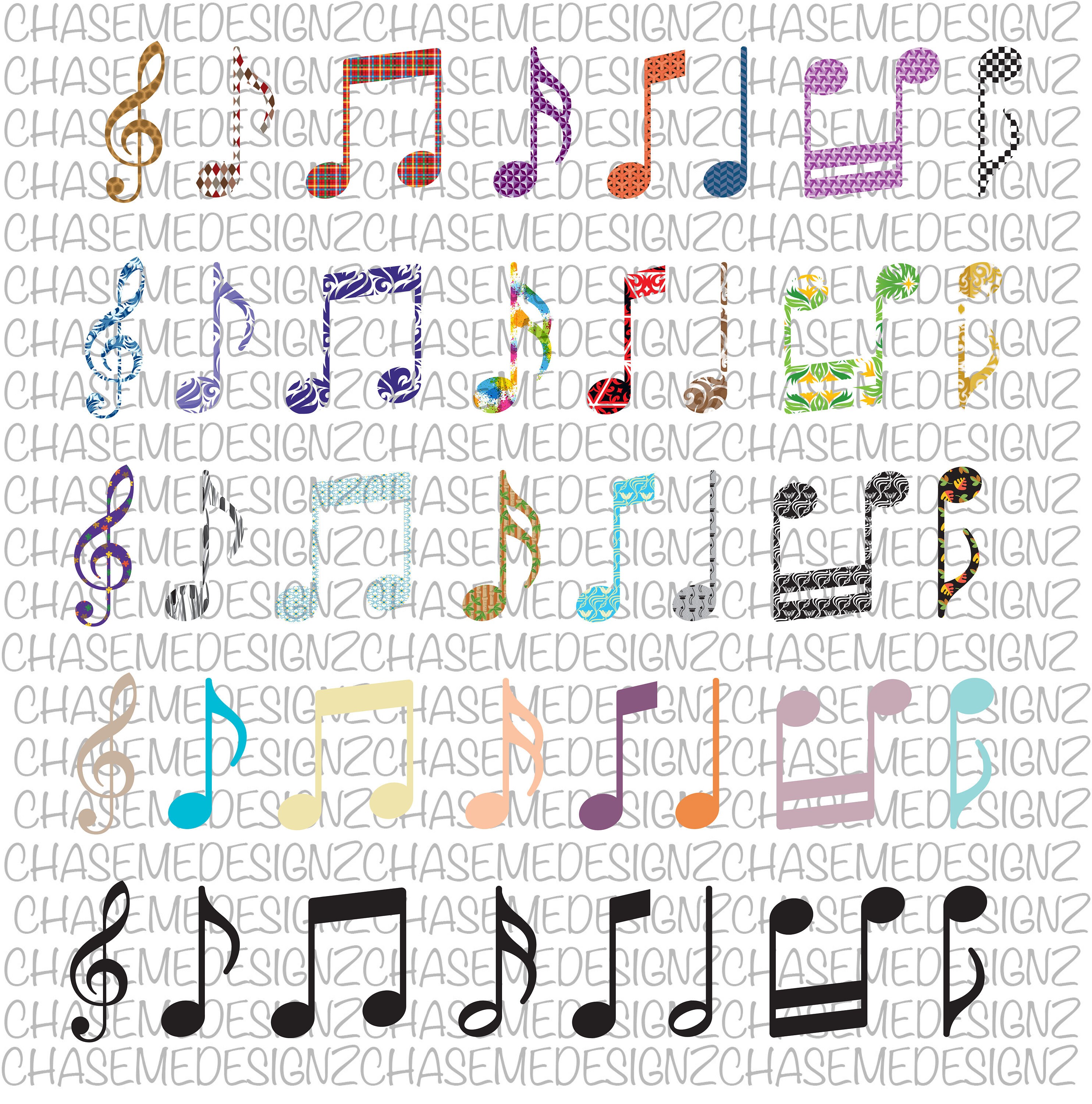 Diseño de notas musicales todas las notas impresión de Etsy España