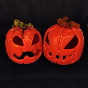 Handmade ceramic Jack o'lantern pumpkin, autumn decorations, Halloween decorations, Jack o'lantern candle holder