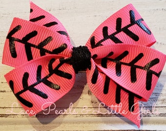 FIOCCO PER CAPELLI SOFTBALL CON NASTRO BIANCO E NERO E PELLE - Foto 4