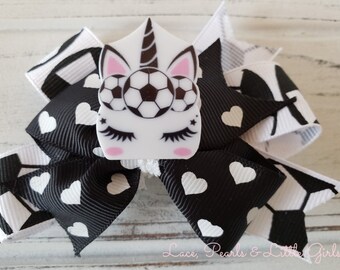 Soccer Bow - Girls Soccer Bow - Sports Bow - Girls Sports Bow