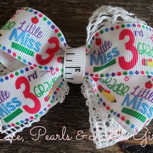 School Bows | Little Miss 3rd Grader Bow with Ruler
