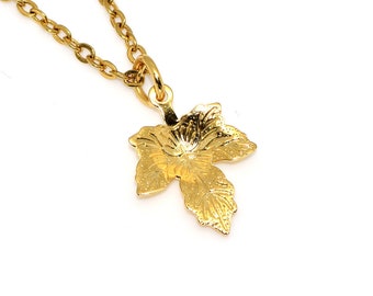 Small Gold Maple Leaf Necklace, Woodland Charm, Nature Jewelry