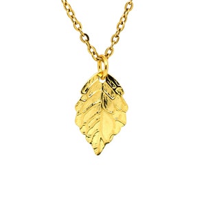 Small Gold Tree Leaf Necklace, Woodland Charm, Nature Jewelry