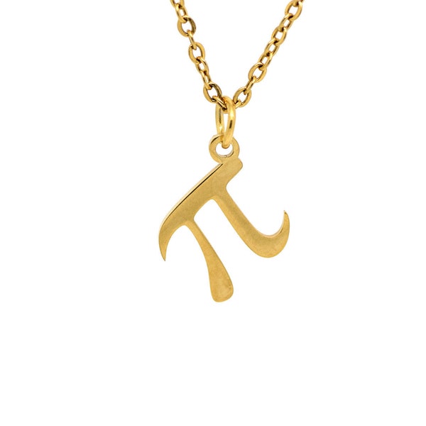 Gold Pi Necklace, Golden Greek Letter Symbol Charm, Mathematician Jewelry