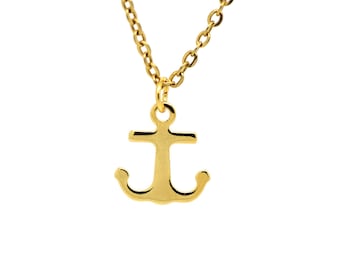 Small Gold Anchor Necklace, Sailor Jewelry