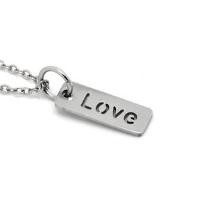 Liebe Tag Halskette aus Edelstahl, Brief Text Anhänger, Wort Schmuck