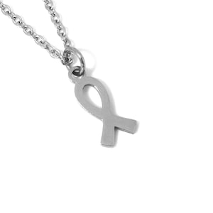 Ribbon Necklace, Fight Cancer Jewelry in Stainless Steel