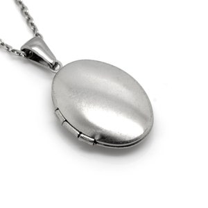 Little Oval Locket Pendant Necklace in Stainless Steel, Photo Jewelry