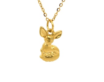 Gold Fuchs Halskette, Goldene Anhänger aus Edelstahl, Tier Schmuck