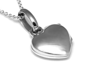 Collana con medaglione a cuore piccolo in argento sterling con piccolo spazio all’interno, Love Jewelry