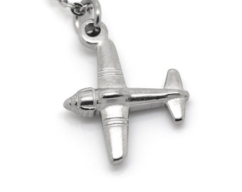 Little Airplane Necklace in Stainless Steel, Pilot Pendant, Aviation Charm, Flying Travel Globetrotter Jewelry