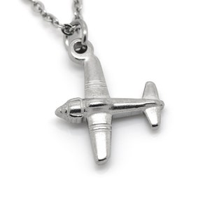 Little Airplane Necklace in Stainless Steel, Pilot Pendant, Aviation Charm, Flying Travel Globetrotter Jewelry