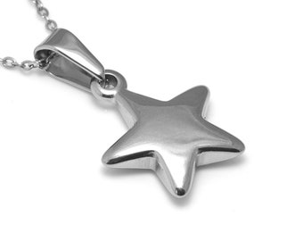 Puffed Star Pendant Necklace, Jewelry in Stainless Steel