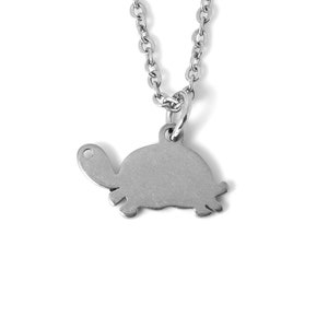 Turtle Necklace, Tortoise Pendant, Animal Jewelry in Stainless Steel