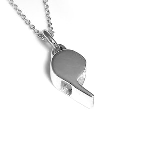 Sterling Silver Whistle Necklace, Whistleblower Pendant, Toy