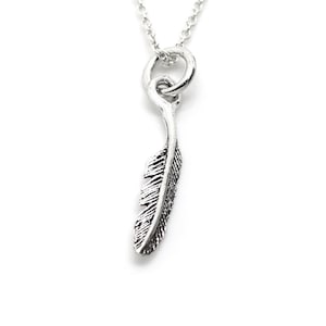 Mini Bird Feather Necklace in Sterling Silver, Tiny 925 Charm Including Chain, Animal Jewelry