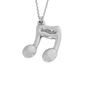 Big Musical Note Necklace, Musician Pendant, Music Jewelry in Stainless Steel