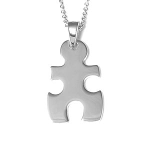 Silver Puzzle Piece Necklace, Sterling 925 Jigsaw Toy Jewelry