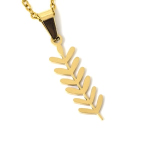 Gold Leaf Necklace, Golden Woodland Pendant, Nature Jewelry in Stainless Steel