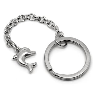 Stainless Steel Dolphin Keychain with 25 mm Key Ring