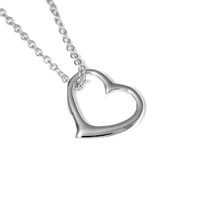 Sterling Silver Heart Necklace, Valentines Day Gift Pendant, Love Jewelry