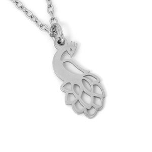 Pfauen Halskette, Vogel Anhänger, Tierschmuck aus Edelstahl
