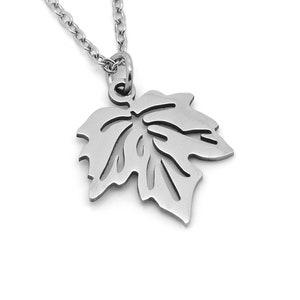 Ahornblatt Halskette, Herbst Anhänger, Naturschmuck aus Edelstahl
