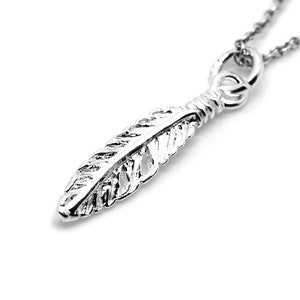 Small Bird Feather Necklace in Sterling Silver, 925 Animal Jewelry