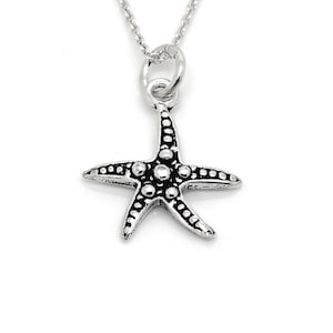 Silver Starfish Necklace, Ocean Pendant, 925 Sterling Jewelry