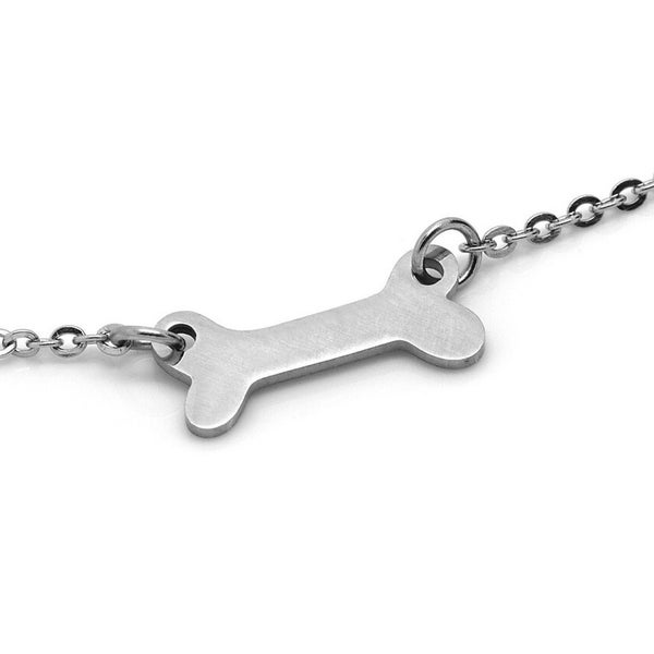 Dog Bone Choker Necklace in Stainless Steel, Tarnish Free Animal Jewelry