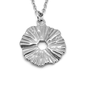 Lotus Leaf Necklace, Flower Pendant, Nature Jewelry in Stainless Steel