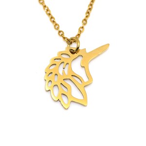 Gold Einhorn Halskette aus Edelstahl, legendäre Tier Anhänger, mythischen Schmuck