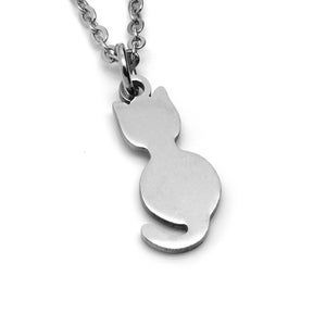 Sitzende Katze Halskette, Kitty Charme, Katzen Schmuck aus Edelstahl