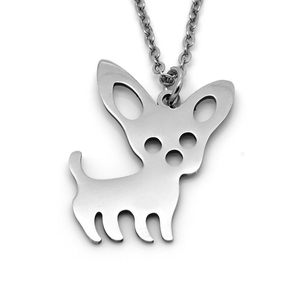 Collier Chihuahua, Pendentif Chien Mignon, Bijoux Animaux Domestiques en Acier Inoxydable