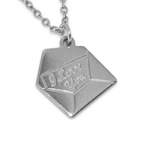 Love Letter Halskette, I Love You Note Briefumschlag Anhänger, Liebhaber Schmuck aus Edelstahl