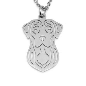 Cutout Dog Necklace in Stainless Steel, Canine Pendant, Dog Lover Charm, Animal Jewelry