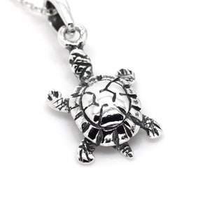 Sterling Silver Turtle Necklace, 925 Tortoise Pendant, Sea Ocean Animal Beach Jewelry