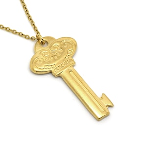 Gouden sleutelketting, gouden 1,5" roestvrijstalen hangersieraden