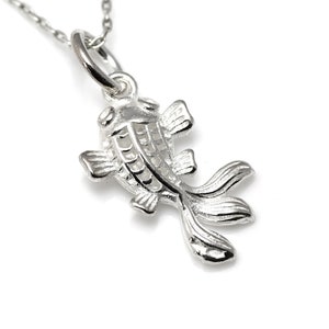 Collar de pescado en plata de ley, colgante natuical, joyería de animales del océano
