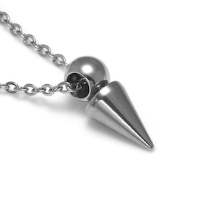 Spike Charm Necklace in Stainless Steel, Punk Pendant, Rock Jewelry image 1