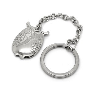 Stainless Steel Owl Keychain with 25 mm Key Ring
