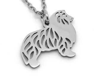 Collie Necklace in Stainless Steel, Cutout Dog Pendant, Domestic Animal Jewelry, Canine K9 Charm