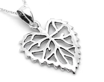 Silver Leaf Pendant Necklace, 925 Sterling Nature Jewelry, Woodland Charm