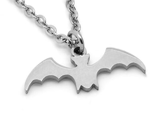 Small Bat Necklace in Stainless Steel, SilverAnimal Pendant, Halloween Jewelry