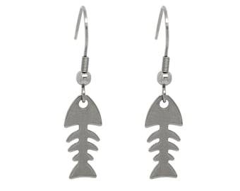 Fish Skeleton Earrings, Dead Animal Charms, Halloween Jewelry