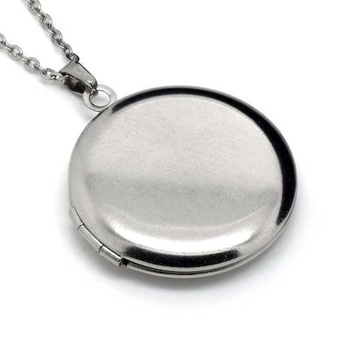 Round Floral Locket Pendant Necklace in Stainless Steel Photo Etsy