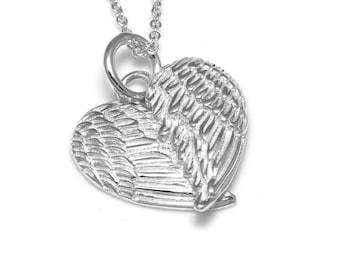 Collar con colgante de alas de ángel, colgante de plata de ley 925 con cadena
