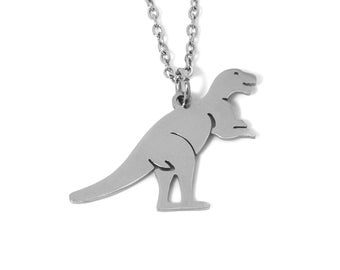 T-rex Necklace, Tyrannosaurus Pendant, Dinosaur Jewelry in Stainless Steel
