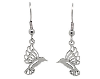 Boucles d'oreilles pendantes avec breloques oiseau en acier inoxydable, bijoux animaux sans nickel